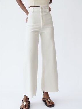 Zara The Marine High-Rise Straight White Jeans